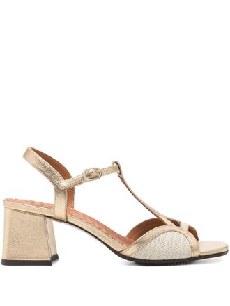 Chie Mihara Lipika T-strap block-heel sandals - women - Calf Leather/Calf Leather/Calf Leather/Rubber - 38 1/2 - Gold