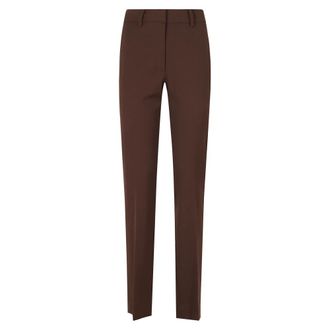 Federica Tosi Pantalone Dritto Frescolana - Dames - Straight fit broeken - Bruin - M - Wol - Broeken