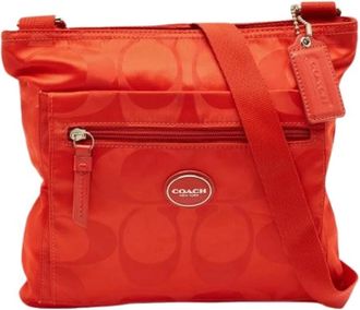 Coach Pre-owned Cross Body Bags, female, Orange, Size: ONE SIZE Pre-owned Nylon Shoulder Bag