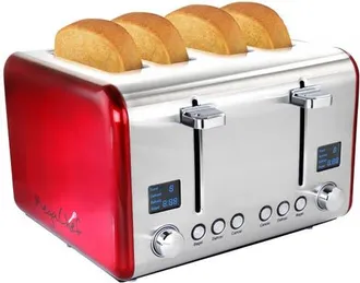 MegaChef 4 Slice Toaster in Stainless Steel Red at Nordstrom
