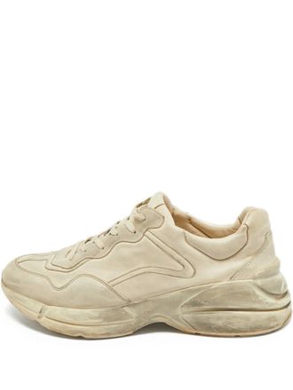 Gucci Rhyton leather sneakers - men - Calf Leather/Calf Leather/Rubber - 46.5 - Neutrals