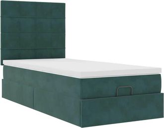 vidaXL Vidaxl - Estructura De Cama Otomana Colchones Terciopelo Verde Oscuro