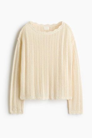 H&M Pointelle-knit Jumper in Light Beige at Nordstrom, Size Xx-Small