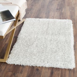 Safavieh Toronto Shag Hand Made Area Rug, Ivory / Light Grey Shag Flokati Style Non-Shedding