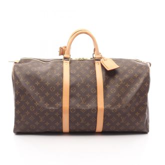 Louis Vuitton Brown Coated Canvas Leather Boston Bag (Pre-Owned)
