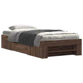 Berkfield Home Bed Frame Frame Brown Oak 75x190 cm Small Single Wood