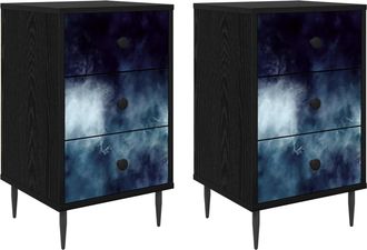 vidaXL Mesa De Noche Raalte 2 Uds. Roble Negro 36 X 33 X 61 Cm Vidaxl