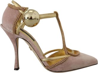 Dolce & Gabbana Elegante Roze Kristal Hoge Hak Pumps - Dames - Pumps - Roze - 36 EU - Schoenen