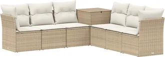 vidaXL Juego De Sof&aacute; 7 Uds. Beige Y Blanco Crema Vidaxl