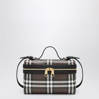 Burberry Brown Vanity Check Bag in Coated Cotton