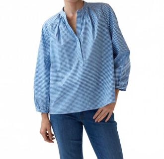 Ann Mashburn Sienna Top In Dutch Blue/white Gingham