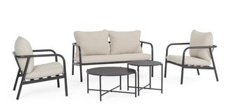 BIZZOTTO Sala de estar de acero con mesa de centro antracita