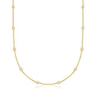 Ross-Simons 0.50- Bezel-Set Diamond Station Necklace in 18kt Gold Over Sterling