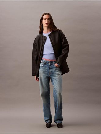 Calvin Klein Womens Shearling Cocoon Coat - Black - XS