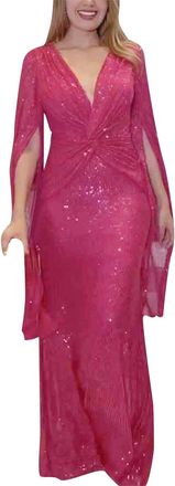 Generic Womens Casual Sleeveless/Long Sleeve/Short Sleeve Deep V Maxi Dress Loose Long Dresses Sequin Cocktail Party Long Dresses Red