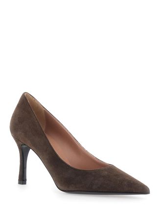 Pollini Womens Pumps Suede High Heel Brown