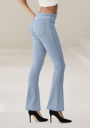 Buffalo Jeggings BUFFALO, Damen, Gr. 34, N-Gr, blau (hellblau, jeans), Strick, Obermaterial: 69% Baumwolle, 21% Polyester, 8% Viskose, 2% Elasthan, unifarben,