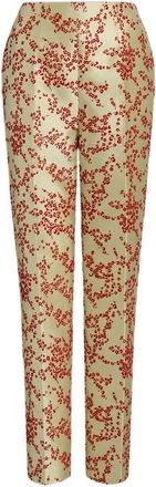 Alberta Ferretti Broeken, Dames, Veelkleurig, S, Floral Mikado Rechte Broek