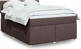 vidaXL Cama Box Spring Con Colch&oacute;n Tela Marr&oacute;n Oscuro 140x200 Cm Vidaxl