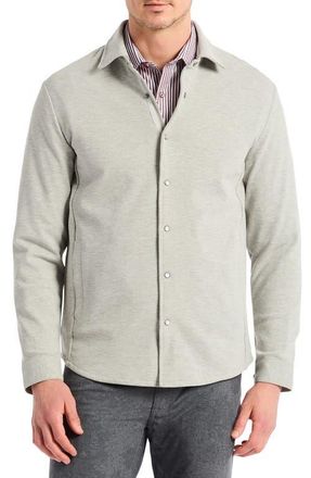 Robert Graham Kellan Knit Snap-Up Shirt Jacket in Light Grey at Nordstrom, Size Xxx-Large