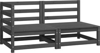 vidaXL Vidaxl - Juego De Muebles De Jard&iacute;n 2 Piezas Gris Madera Maciza De Pino