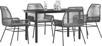 vidaXL Vidaxl - Juego Comedor Jard&iacute;n 5 Pzas Cojines Rat&aacute;n Sint&eacute;tico Vidrio Gris