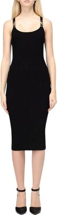 Michael Kors Elegante Zwarte Geribbelde Gebreide Jurk - Dames - Casual kleedjes - Zwart - L - Kleedjes
