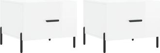 vidaXL Vidaxl - Mesa de centro 2 uds madera ingeniería blanco brillo 50x50x40cm