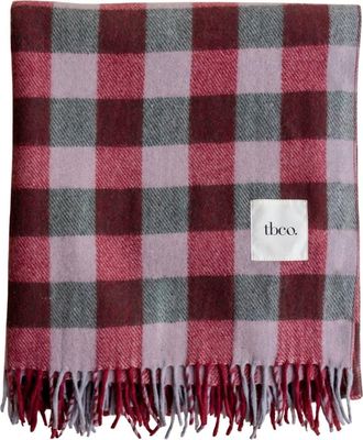 TBCo Recycled Wool Checkered Throw Blanket in Wine Gingham at Nordstrom, Size Large