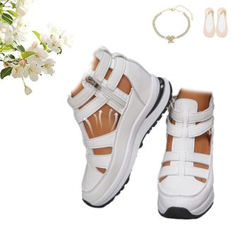 Generic Side Zipper Comfortable Lightweight Wedge Sandals, Womens Hollow Out Breathable Platform Wedge Sandals Sneakers, Closed Toe Comfortable Casual Stylish