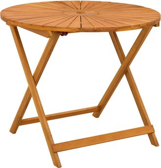 vidaXL Mesa De Jard&iacute;n Plegable Natural &Oslash;90 X 75 Cm Vidaxl