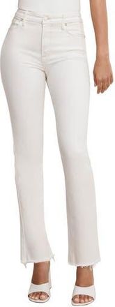 Good American Soft-Tech Good Icon Frayed High Waist Straight Leg Jeans in Cloud White001 at Nordstrom Rack, Size 6