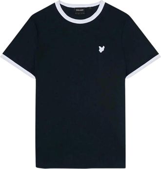 Lyle & Scott Mens Lyle & Scott Tonal Ringer Dark Blue T Shirt - Black - Size: 40
