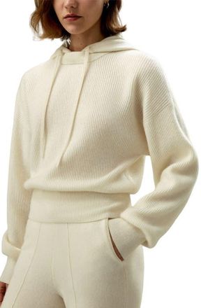LilySilk Eshe 2-in-1 Cashmere Detachable Hoodie in White at Nordstrom, Size Small