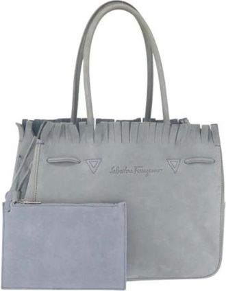 Ferragamo Pre-owned Tote Bags, female, Blue, Size: ONE SIZE Pre-owned Suede Tote Bag