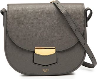 Celine Pre-owned Womens Small Grained Calfskin Trotteur Crossbody - Grey Leather - One Size