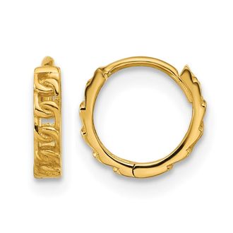 Diamond2Deal 14K Yellow Gold Curb Link Round Hinged Hoop Earrings