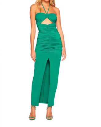Susana Monaco Gather Front Halter Dress In Nettle