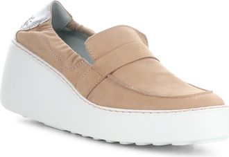 FLY London Duli Platform Wedge Loafer in 001 Nude Pink/silver at Nordstrom Rack, Size 9-9.5Us / 40Eu