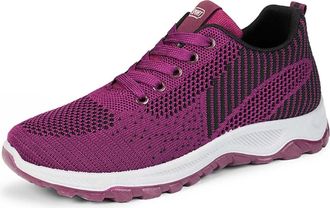 Generic WomenS Trainers Size 4 Purple | Mesh Sneakers Womens Climbing Shoes Durable Golf Shoes Lace Up Tennis Shoes Soft Sole Track Shoes Flat Heel Yoga Shoes