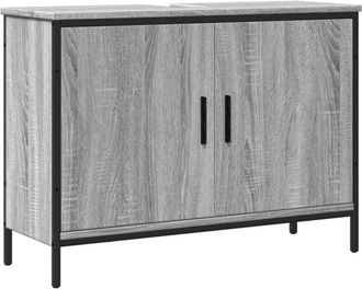 vidaXL Vidaxl - Armario lavabo baño madera ingeniería gris Sonoma 80x30x60 cm