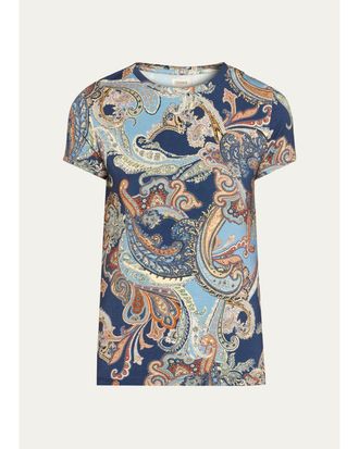L'agence Ressi Paisley Short-Sleeve Jersey T-Shirt