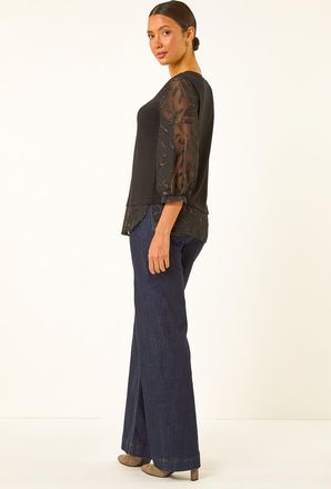 Roman Textured Floral Contrast Top