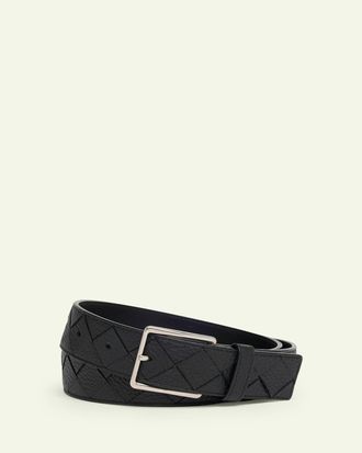 Bottega Veneta Mens Intrecciato Reversible Leather Belt
