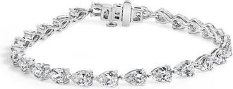 House of Brilliance IGI Certified 14K White Gold 12.0 Cttw Pear Cut Lab Grown Diamond Tennis Bracelet at Nordstrom