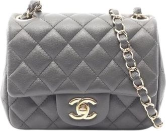 Chanel Pre-owned Mini Matelasse Lamsleren Schoudertas - Dames - Vintage Schoudertas - Grijs - ONE Size - Leer - Vintage