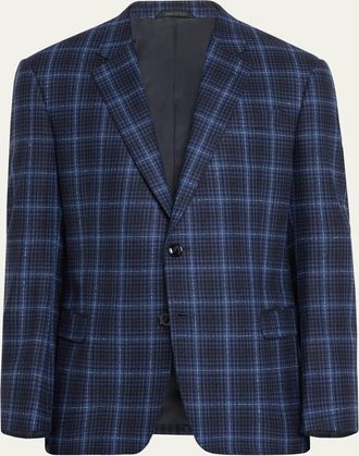 Giorgio Armani Mens Plaid Windowpane Sport Coat