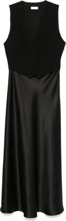 Liu Jo Lange Jurk met Ingebouwd Vest - Dames - Casual kleedjes - Zwart - XL - Polyester - Kleedjes