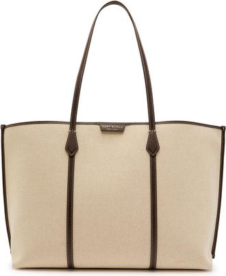 Tory Burch Perry Leather-trim Canvas Tote - Natural - One Size