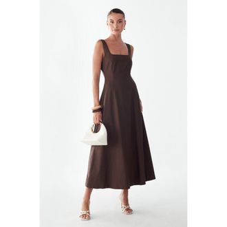 ST MRLO Maizy Midi Dress in Chocolate at Nordstrom, Size 12